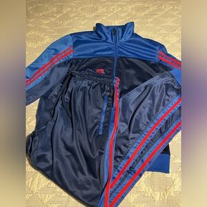 Navy, royal and red, two piece retro tracksuit